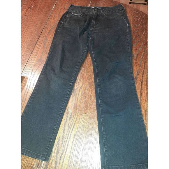Size 4S W27 L30 Levi's 505 Straight Leg Black Denim Blue Jeans - Picture 1 of 5